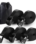 Five Pack Cam Buckle Tie Down Straps 1 Inch By 4 Foot Heavy Duty Lashing Straps with black bag for kayak cargo luggage.