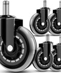 5-Pack Office Chair Wheels - Universal Fit 3 Inch Soft Rubber Casters, Heavy-Duty Chair Casters, Low Noise, for All Floor - Replacement Rubber Wheels