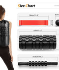 Size chart of 5 In 1 Deep Tissue Massage Set With Foam Roller, Trigger Point Roller Stick, Massage Ball, Resistance Band And Yoga Stretch Band