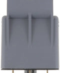 Front view of Normal Open Mini Relay 5 Pin 12V DC 30A Compact High Current Automotive Relay with grey housing and bracket.