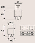 Technical diagram of 10 Pack Bosch Style 5 Pin 12V SPDT Automotive Relays Set With 30A Or 40A Switching Ground 85 VDC 30 Trigger
