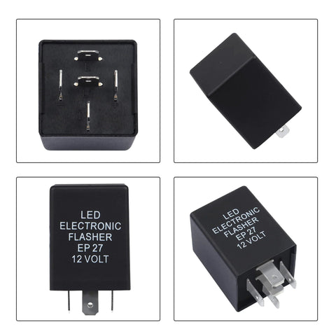 5-Pin LED Turn Signal Flasher Relay To Stop Hyper Flashing EP27 EP27N FL27 EC15 Replacement front and side views