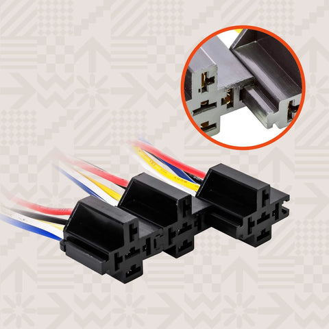 Bosch Style 12V 5 Pin SPDT Relay Kit Beefy 40A 30A Heavy Duty Automotive Relays Interlocking Harness Socket Holder 14 AWG Wires