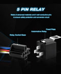 Interlocking 5 Pin SPDT Relay Socket And Wiring Harness Set For 12V Automotive Use, 30/40A Capabilities, 5 Pack with fixed plate