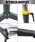 Detailed view of 5-Roll Adjustable Height Conveyor Stand - 250 lbs Capacity, 23.9"-41.6" Height Range, Chrome-Plated Rollers.