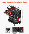 Heavy Duty 5 Tier Rolling Tool Cart With 400 Lb Capacity, Locking Drawers, Pegboard Side Panels, And Smooth Glide Drawers For Garage, Workshop Or Repair Shop VEVOR