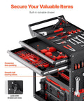 Heavy Duty 5 Tier Rolling Tool Cart With 400 Lb Capacity, Locking Drawers, Pegboard Side Panels, And Smooth Glide Drawers