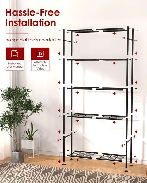 5-Tier Heavy-Duty Wire Shelving Unit With Leveling Feet Garage Pantry Kitchen Closet Storage 1000 Lb Capacity installation guide