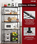 5-Tier Heavy-Duty Wire Shelving Unit With Leveling Feet Garage Pantry Kitchen Closet Storage 1000 Lb Capacity, filled with items