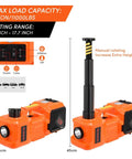 Front view of All In One 5 Ton Electric Car Jack Kit with 12V Portable Hydraulic Floor Jack for SUVs and Sedans. Lifting range 6 to 17.7 inches.