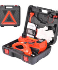 Five Ton Electric Hydraulic Car Jack Kit With LED Light For Cars SUVs And Trucks Portable Quick Lift in red carrying case