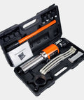 Open case displaying Beefy Hydraulic Gear Puller Kit With Five Ton Capacity And Two Or Three Adjustable Jaws Bearing Hub Separator Tool for pulling hubs, flanges, gears, and bearings with eight-inch jaws and heavy-duty hydraulic puller.