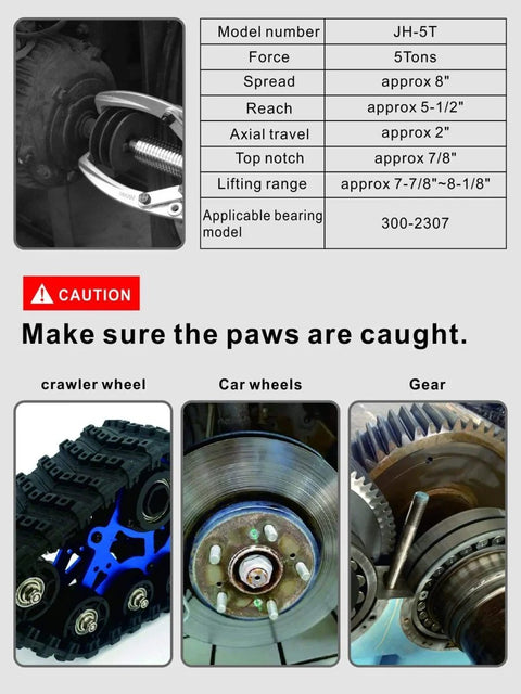 Beefy Hydraulic Gear Puller Kit With Five Ton Capacity And Two Or Three Adjustable Jaws Bearing Hub Separator Tool in use