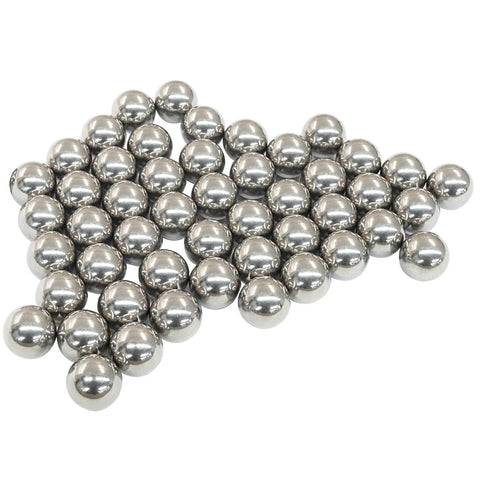 Paquete Premium de 50 unidades 8mm Stainless Steel Bolas de rodamiento 304 Grado 0.31 Inch Bolas de precisión tamaño G200 28HRC Rodamientos de alta calidad resistentes a la corrosión y al desgaste para proyectos mecánicos dispuestos sobre una superficie.