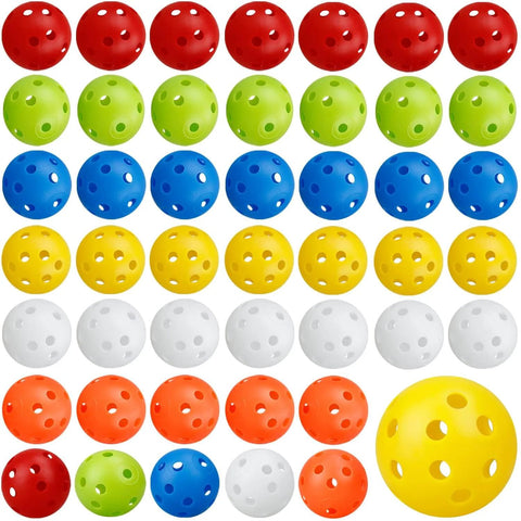 50 Pack Colored Golf Practice Ball, 40mm Hollow Sports Golf Training Balls Plastic Airflow Good for Your Pets Multicolor arrangement