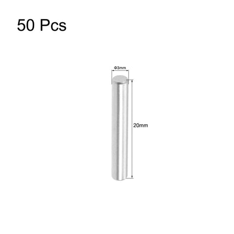 3Mm By 20Mm Dowel Pins Set Of 50 In 304 Stainless Steel Shelf Pegs For Cabinets And Shelves, shown with dimensions