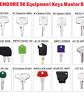 50 Piece Heavy Equipment Keys Master Set For Construction Ignition Keys Cat Caterpillar John Deere Case Volvo keys display