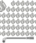 50 Pack Stainless Steel Hose Clamps One Quarter To One Half Inch Adjustable Worm Gear With Socket Wrench for Plumbing Automotive