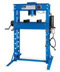 50 Ton Air/Hydraulic Shop Press with 7.5" Ram Stroke, Double Speed Pump, Self-Locking Hand Winch, and Anti-Shock Pressure Gauge