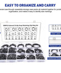 External Circlip Snap Ring Kit 500 Pcs Alloy Steel Snap Ring Assortment Set 21 Sizes M4 To M28 in labeled storage case