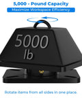 Greaseable 5000 Lb Rating Heavy Duty Bearing Plate Turntable For Workstations And Displays, Black Steel Platform, Front View