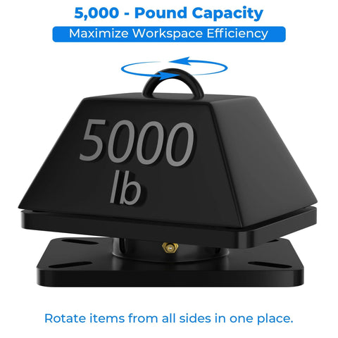 Greaseable 5000 Lb Rating Heavy Duty Bearing Plate Turntable For Workstations And Displays, Black Steel Platform, Front View