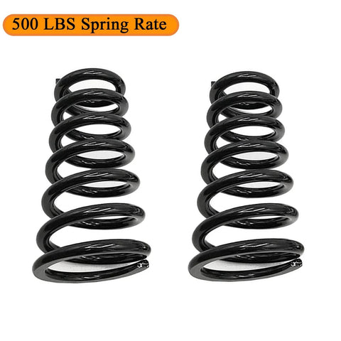 Adjustable front coilover shocks with 500 lb springs deliver improved handling and ride comfort for classic A-Body 73-77 and G-Body 82-88 builds