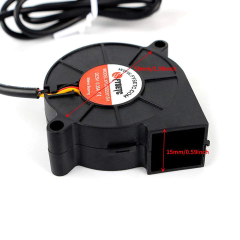Two Pack Blower Fan 5015 50x50x15mm For Prusa I3 MK3 MK3S Extruder Hotend Cooling Sleeve Bearing 5V DC 0.35A fan close-up