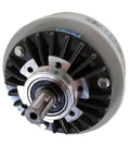 Front view of Built Tough 50Nm Magnetic Particle Clutch With Dual Axle Design FL50S for precise torque control and smooth engagement.