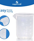 50ml High Clarity Polypropylene Beaker Set With Raised Graduations Pack of 12 Lab Beakers showing easy precise pouring