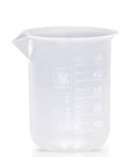 50ml High Clarity Polypropylene Beaker Set With Raised Graduations Pack of 12 Lab Beakers, featuring a durable clear design with measurement marks