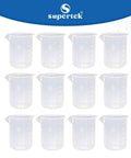 Pack of 12 50ml High Clarity Polypropylene Beaker Set With Raised Graduations on white background