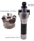Heavy Duty 50mm Cutting Diameter 45 Degree 4 Flute Indexable CNC Face End Mill Shell Cutter KM12 50-22-4T with 0.87In Bore R8 FMB22 Arbor
