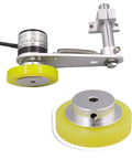 Pro Grade 50mm Aluminum Encoder Wheel With Silicone Surface for rotary encoders, 6mm bore, M5 screws, industrial wheel installed view