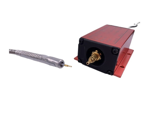 Fifty Millimeter Eddy Current Displacement Sensor Transducer With Zero To Five Volt Output in stainless steel housing, ML33 Series, side view