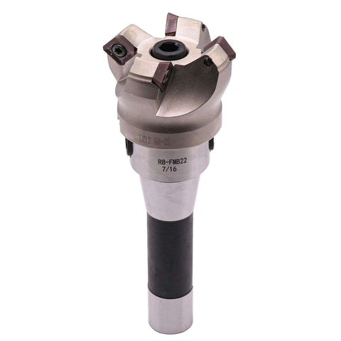 Heavy Duty 50mm Cutting Diameter 45 Degree 4 Flute Indexable CNC Face End Mill Shell Cutter KM12 50-22-4T With 0.87In Bore R8 FMB22 Arbor 7/16-20