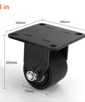 Black 50mm Heavy Duty Swivel Caster Wheels Set of 4 with Brake, industrial plate castors, side view with measurements