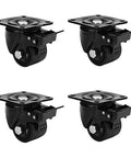 50mm Heavy Duty Swivel Caster Wheels Set of 4 with Brake, Industrial Plate Castors featuring Steel Plate & Double Ball Bearings