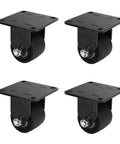 Set of 4 black 50mm Heavy Duty Swivel Caster Wheels with Brake, Industrial Plate Castors with Double Ball Bearings for furniture and trolleys.
