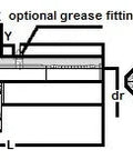Diagram of ✝️ TRKC50UU NB 50mm Slide Bush Bushings Motion Linear Bearing with grease fitting and mounting holes.