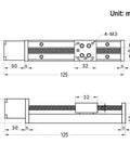 Technical drawing of 50mm Effective Travel Length Mini Linear Rail Guide Lead Screw T6x1 with NEMA11 Stepper Motor for DIY/CNC Router Parts X Y Z Linear Stage Actuator, showing dimensions in millimeters from front and side views.