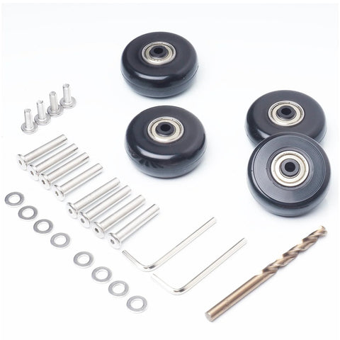 50mm Luggage Wheel Replacement Kit With Precision Ball Bearings 4 Pcs Swivel Caster Wheels For Suitcase Travel Upgrade Includes Drill Bit