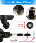50mm x 18mm Set of 4 Luggage Suitcase Replacement Wheels, rubber swivel caster wheels installation diagram, black