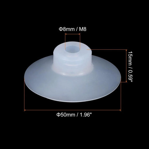 Bellows Vacuum Suction Cup Set Of 20, 50mm Silicone Cup with M8 Thread, Clear White for Smooth Surface Handling