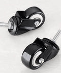50mm PU Swivel Caster Wheels Set of 4 with Brake, Heavy Duty Threaded Stem Casters, black polyurethane wheels on white background