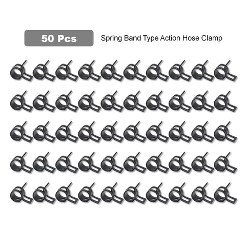 50 Pack Quarter Inch Inner Diameter Spring Band Hose Clamps Type Action For Fuel Lines Silicone Hoses And Water Pipes 6mm ID