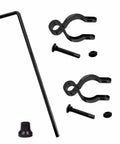 Heavy Duty Gate Drop Rod for Chain Link Fences One And Three Eighths Inch OD Frame Black Powder Coated Drop Rod Pin Latch For Single Or Double Gates One Pack, showing rod and mounting hardware.