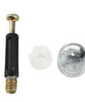 Three in One Eccentric Wheel Connector Kit for Furniture, 100 Sets; screw, nylon nut, and galvanized connector visible