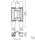Diagram of Concealed 3D Adjustable Invisible Hinge Set Of Two Up To 352 Lbs Per Door Satin Chrome for frameless doors dimensions