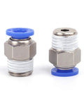 Two One Quarter Inch Tube OD To One Quarter Inch NPT Male Straight Push To Connect Pneumatic Fittings Nickel Plated Brass